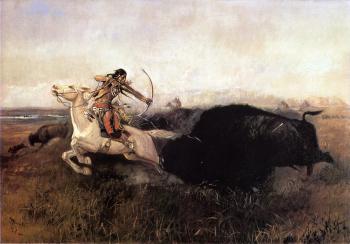查爾斯 馬裡安 拉塞爾 Indians Hunting Buffalo 查爾斯 馬裡安 拉塞爾 Indians Hunting Buffalo